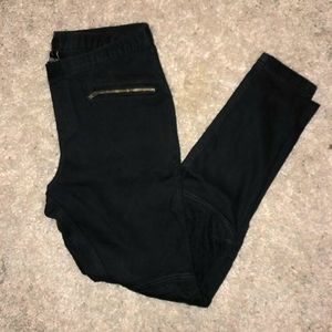 HUE - Black "Moto Denim" Leggings - XL